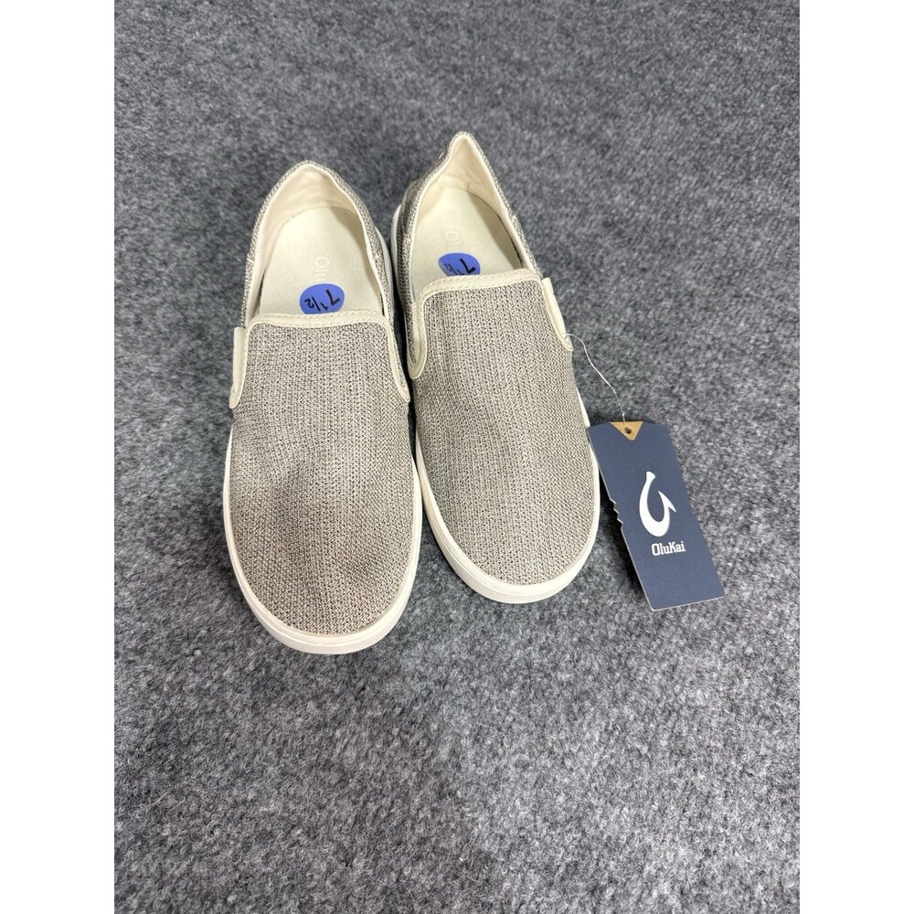 OluKai Pehuea Women’s Slip‑On Sneakers – Tapa Beige – Size 7.5 – NWT